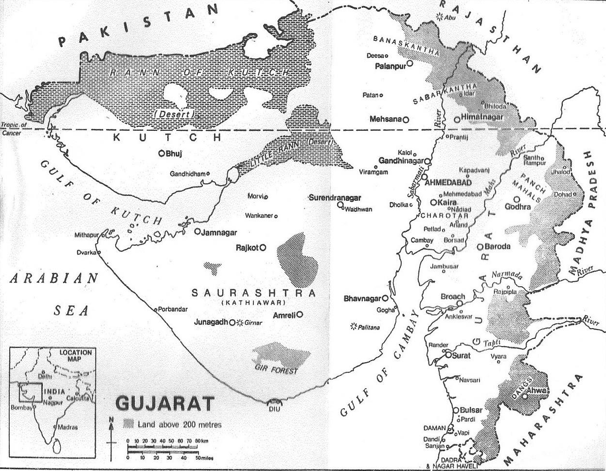 Historical map of Gujarat from Robin Boyd’s A Church History of Gujarat 1981